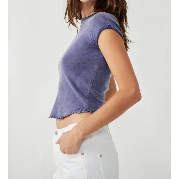 NEW FREE PEOPLE be my baby short sleeve tee in blue depth - Picture 2 of 4
